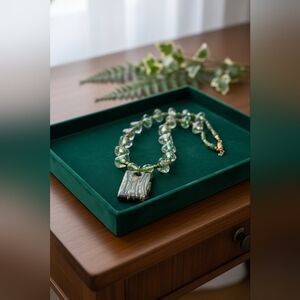 Green Lampwork  Glitter Infused Glass Green Sea Glass Infused Pendant Statement